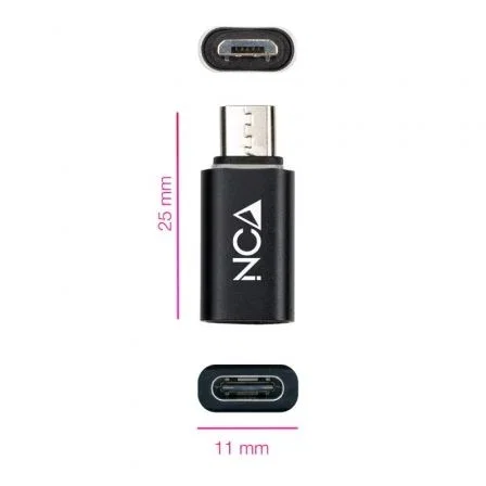 Nanocable Adaptador Micro USB Macho a USB-C Hembra Negro
